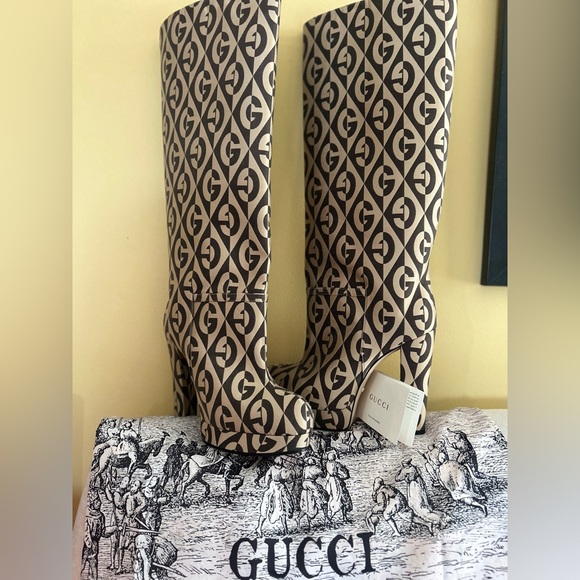 GUCCI Fabric G Rhombus Print Platform
Boots 35 Beige Cocoa - Picture 1 of 6